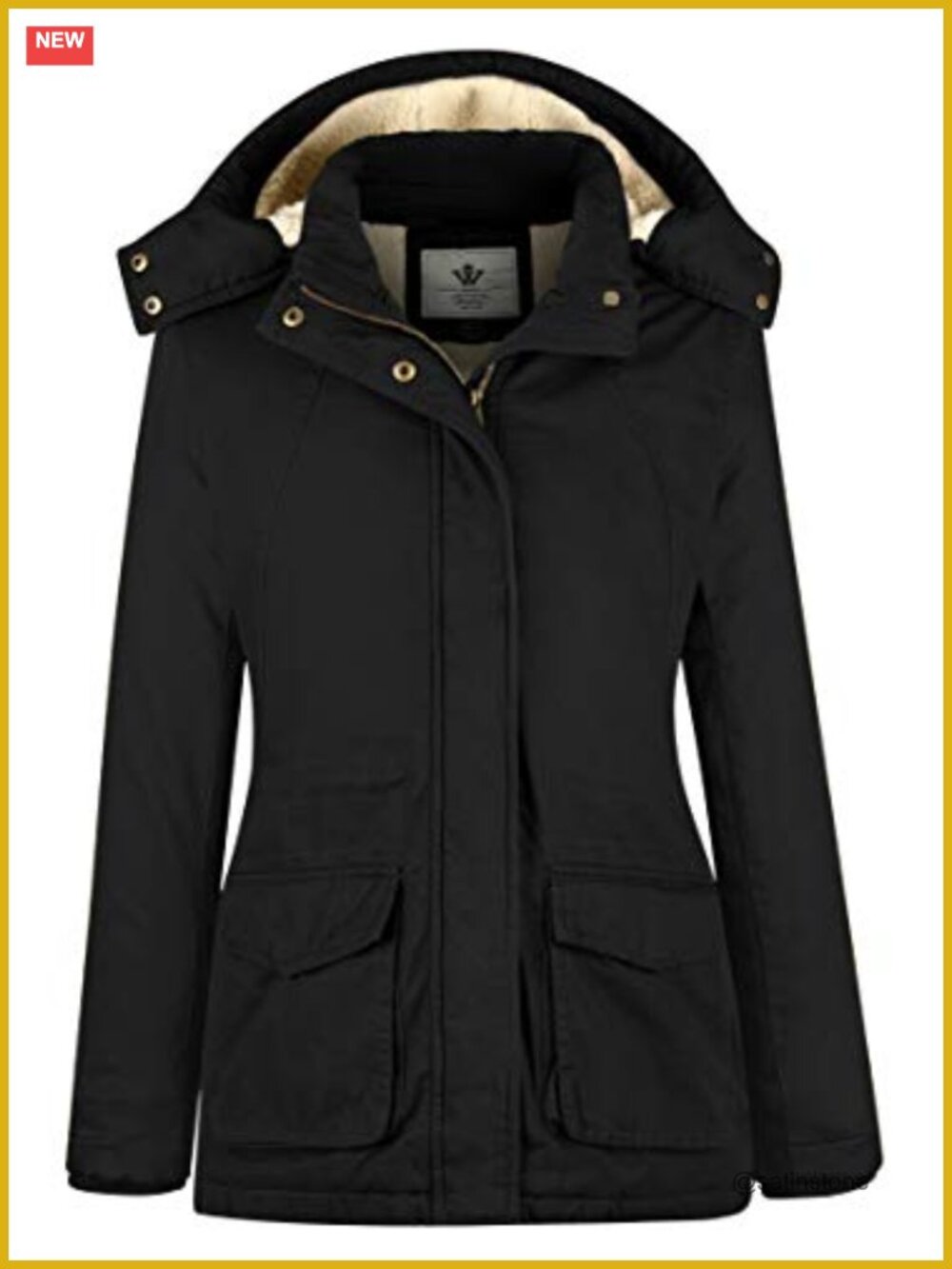 Sherpa Lined Parka Coat Hooded Winter Jacket Heavy Down Alternative